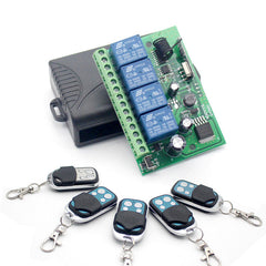 DC12V 433MHz 4CH Wireless RF Remote Control Switch Security System Garage Doors Gate Electronic Lock Key 4 Buttons Transmitter