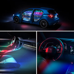 Bluetooth RGBIC Car Interior Strip Lights with 3 Simple Control Methods Vivid RGBIC Lighting Effect Sync with Music Activate Music Mode and Scene
