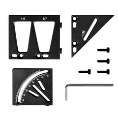 Multifunctional Woodworking Ruler - T-Shaped Marking, Angle Measurement, Dovetail Joint, Aluminum Alloy, Red/Black