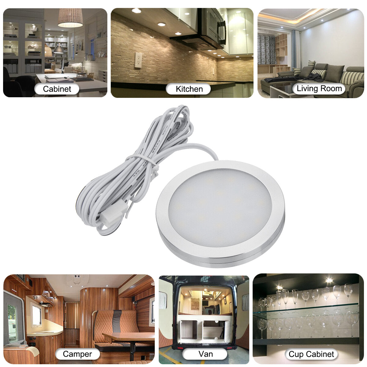 12V Interior LED Spot Light For Camper Van Caravan Motorhome T4 T5 Kitchen Cabinets Cupboard