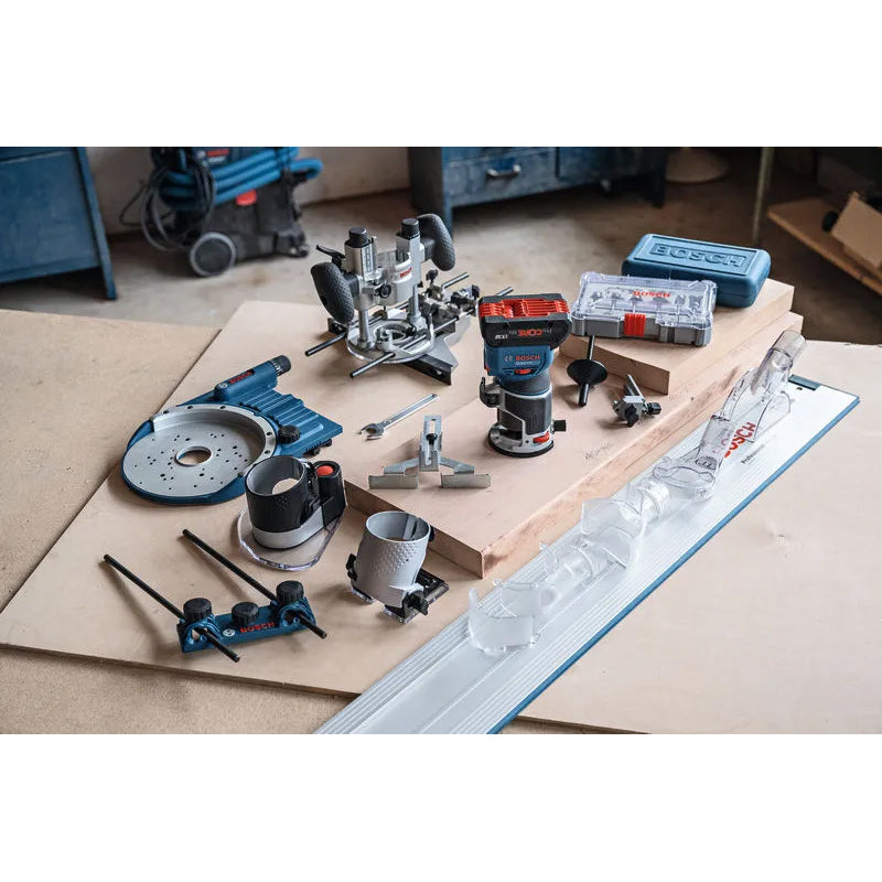 PRO GKF 18V-8 for Bosch Cordless Edge Router 18V Brushless Motor 6mm & 1/4'' Collets Professional Woodworking Trim Router With L-BOXX Case