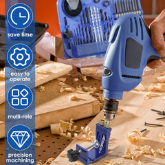 Mini Pocket Hole Jig Kit - Durable Metal, 15° Angle, Easy to Use, Includes Clamp, Screws & Plugs for DIY Projects