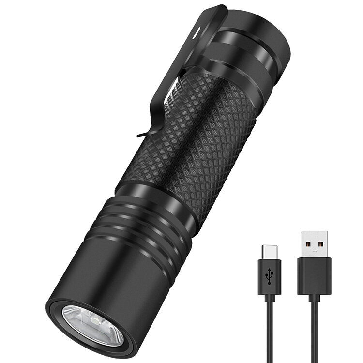 800LM Type-C Fast Rechargeable EDC Flashlight with 18650 Battery Power Indicator Waterproof Mini LED Torch