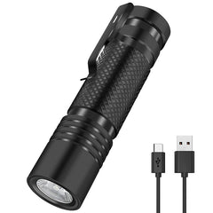 800LM Type-C Fast Rechargeable EDC Flashlight with 18650 Battery Power Indicator Waterproof Mini LED Torch