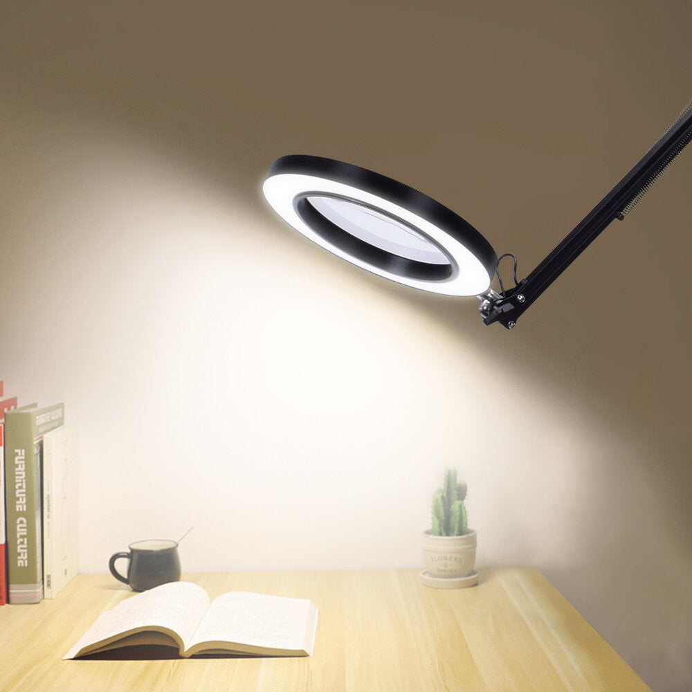 Flexible Desk Magnifier 5X USB LED Magnifying Glass 3 Colors Illuminated Magnifier