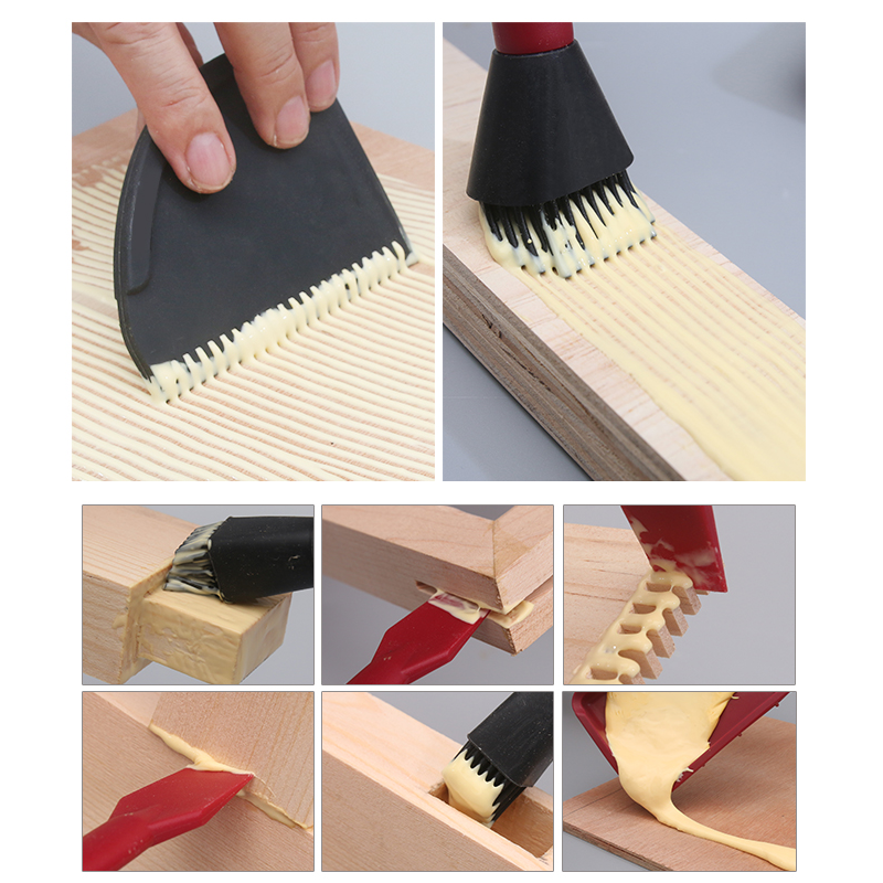 4Pcs Silicone Glue Kit with Wide/Narrow Brushes, Flat Scraper & Glue Tray for Woodworking Projects
