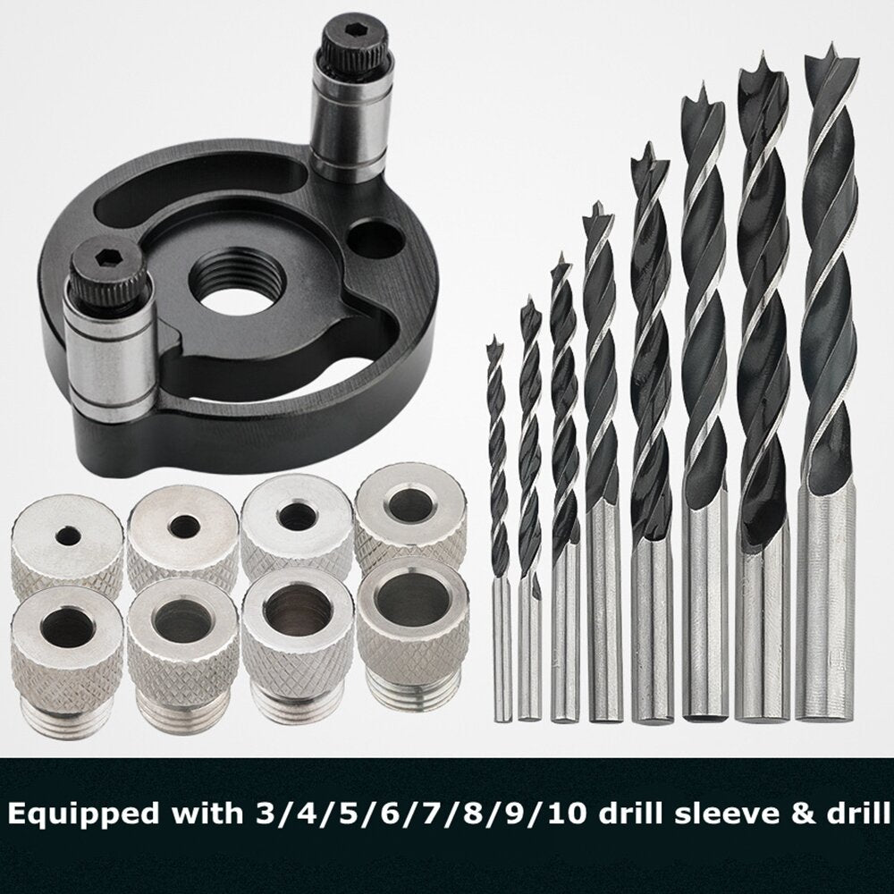 Single Hole Positioning Puncher for Woodworking with Drill Bit Sets, 3-10mm, Red/Black, Precise & Versatile Tool