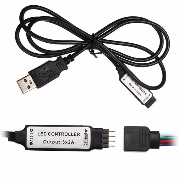 1M 2M 3M 4M Waterproof 5050 RGB LED USB Strip Light TV Backlilghting Kit + 24Key Remote