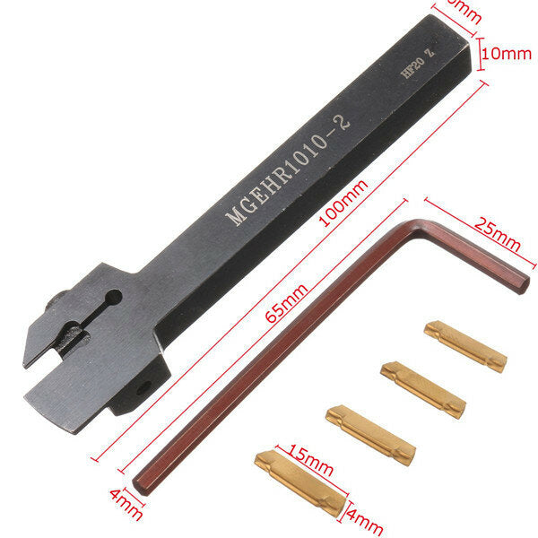 10x10x100mm Lathe Turning Tool Holder With 4pcs MGMN200 Inserts