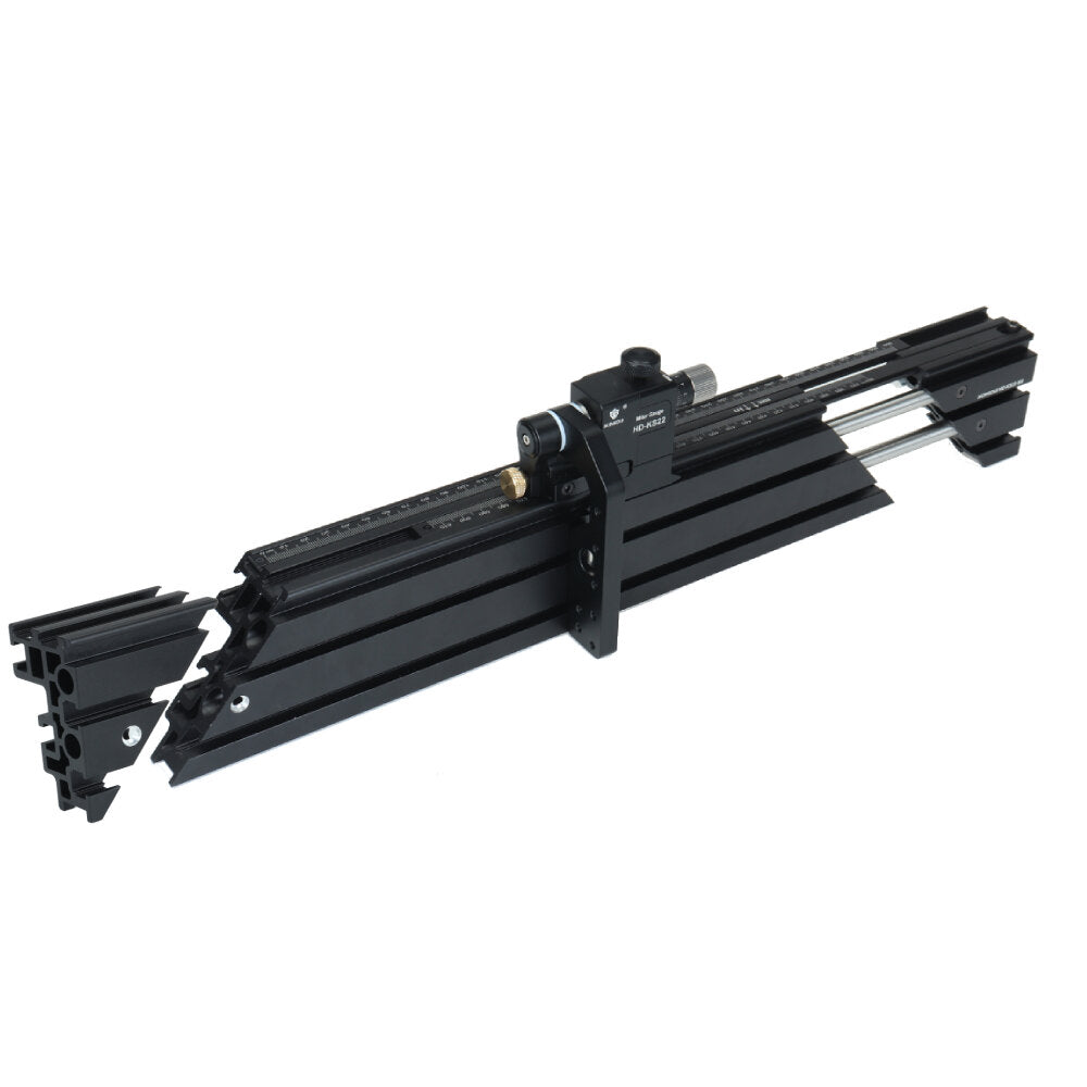 Bosch-Compatible Mitre Gauge with Adjustable Fence (360-610mm), 140° Angle Range, Precision CNC Machined, Angle Scale Magnifier