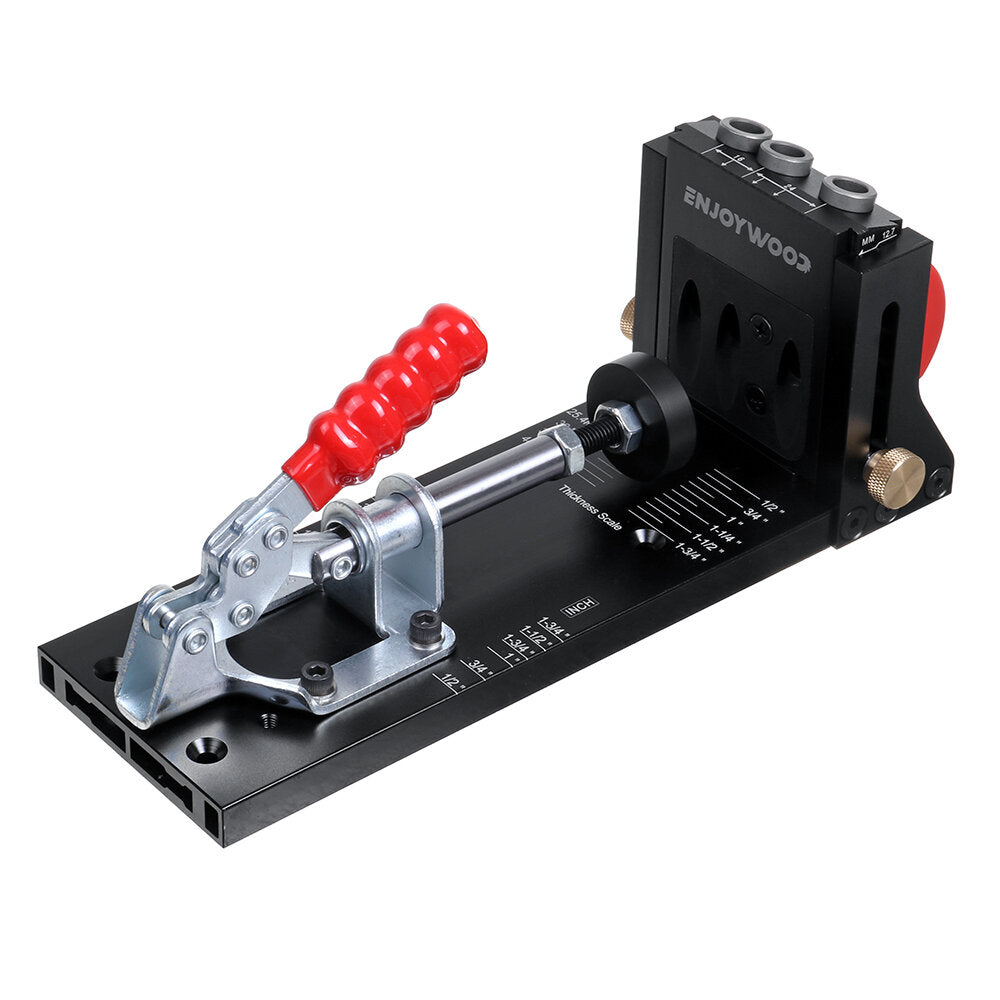 Pocket Hole Jig Kit Aluminum Alloy Adjustable Woodworking Drilling Guide for Angled Holes with Drill Bit