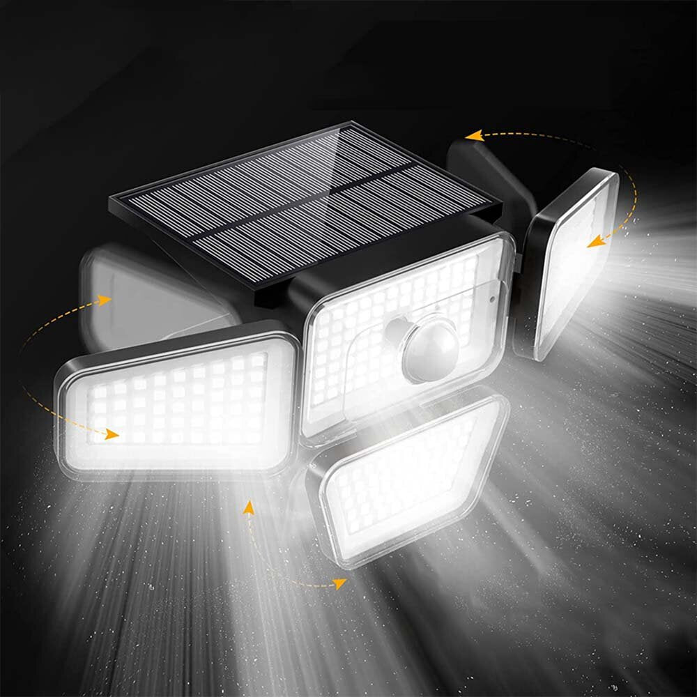 270LED Solar Outdoor Led Security Light Waterproof Motion Sensor Flood Lights With 3 Adjustable Head For Yard Garage
