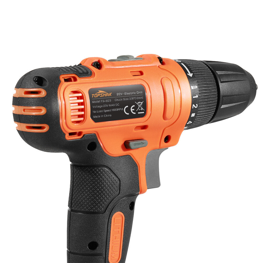 20V 10mm Electric Drill 2 Gear Speed Adjustment Switch Stepless 30N.m Torque