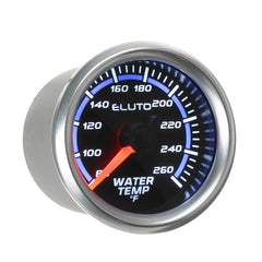 2" 52mm 80-260F Water Temperature Gauge Blue LED Black Face Car Meter + Sensor