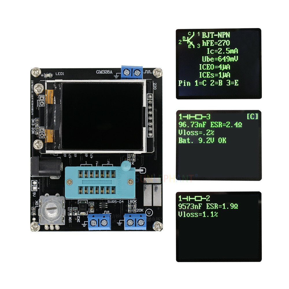 Transistor Tester LCR Diode Capacitance ESR Voltage Frequency Meter PWM DIY Kit with Case