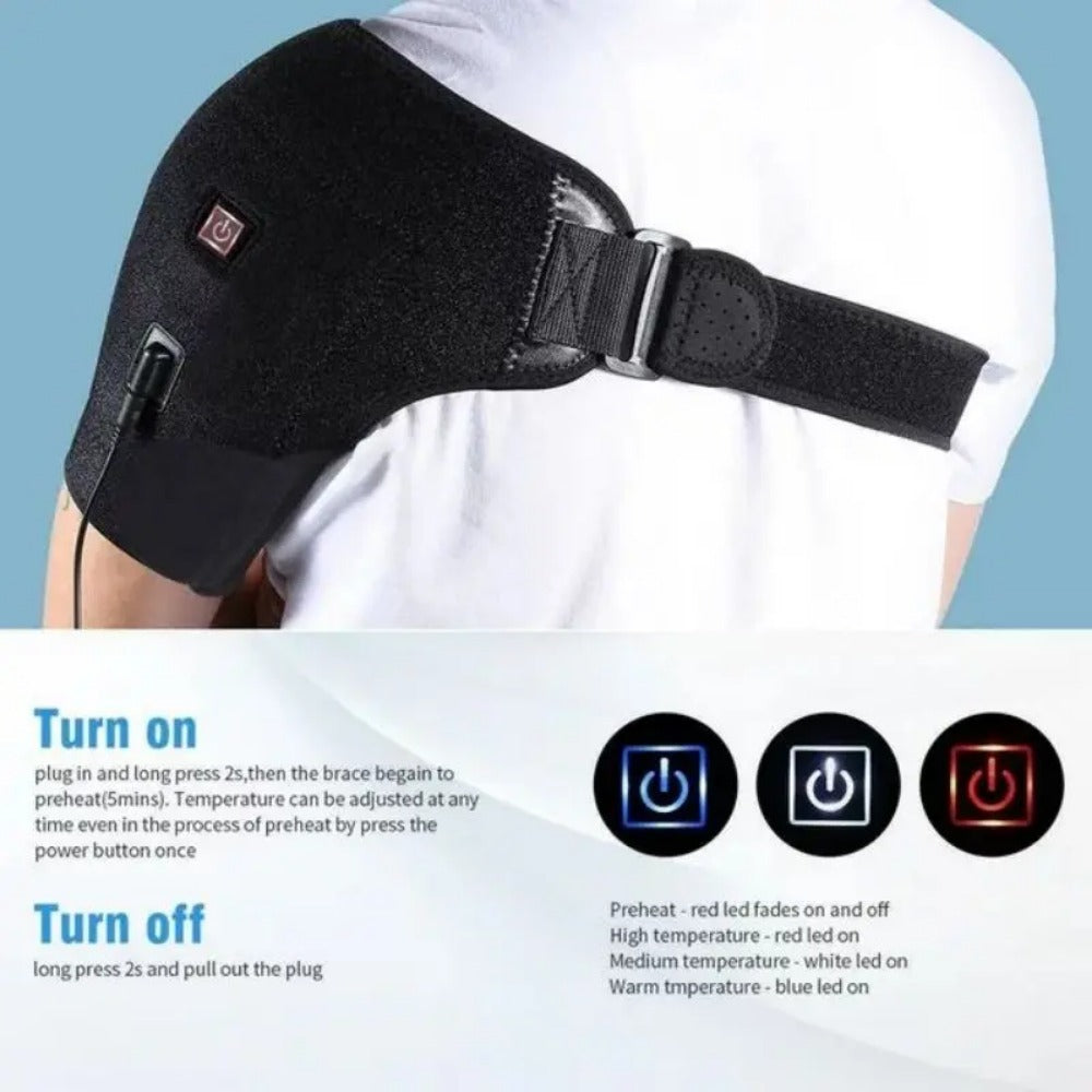Heated Shoulder Protection - USB Powered, Adjustable Temperature, Black, for Left & Right Shoulders