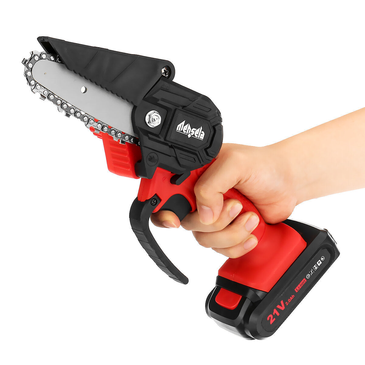 4 Inch Mini Cordless Electric Chain Saw LED One-Hand Saws Woodworking Wood Cutter