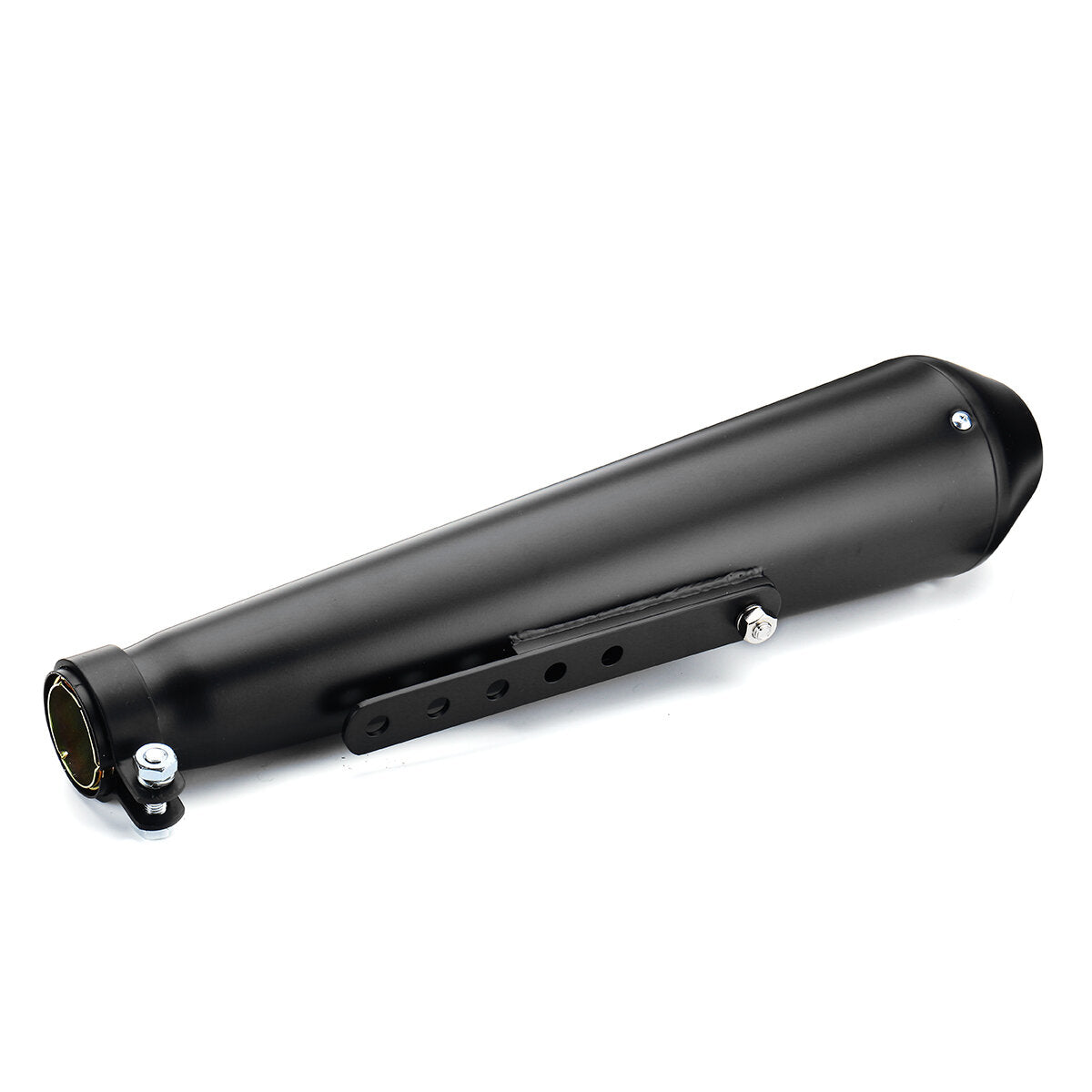 2X Motorcycle Cafe Racer Rear Exhaust Pipe with Sliding Bracke Black Universal