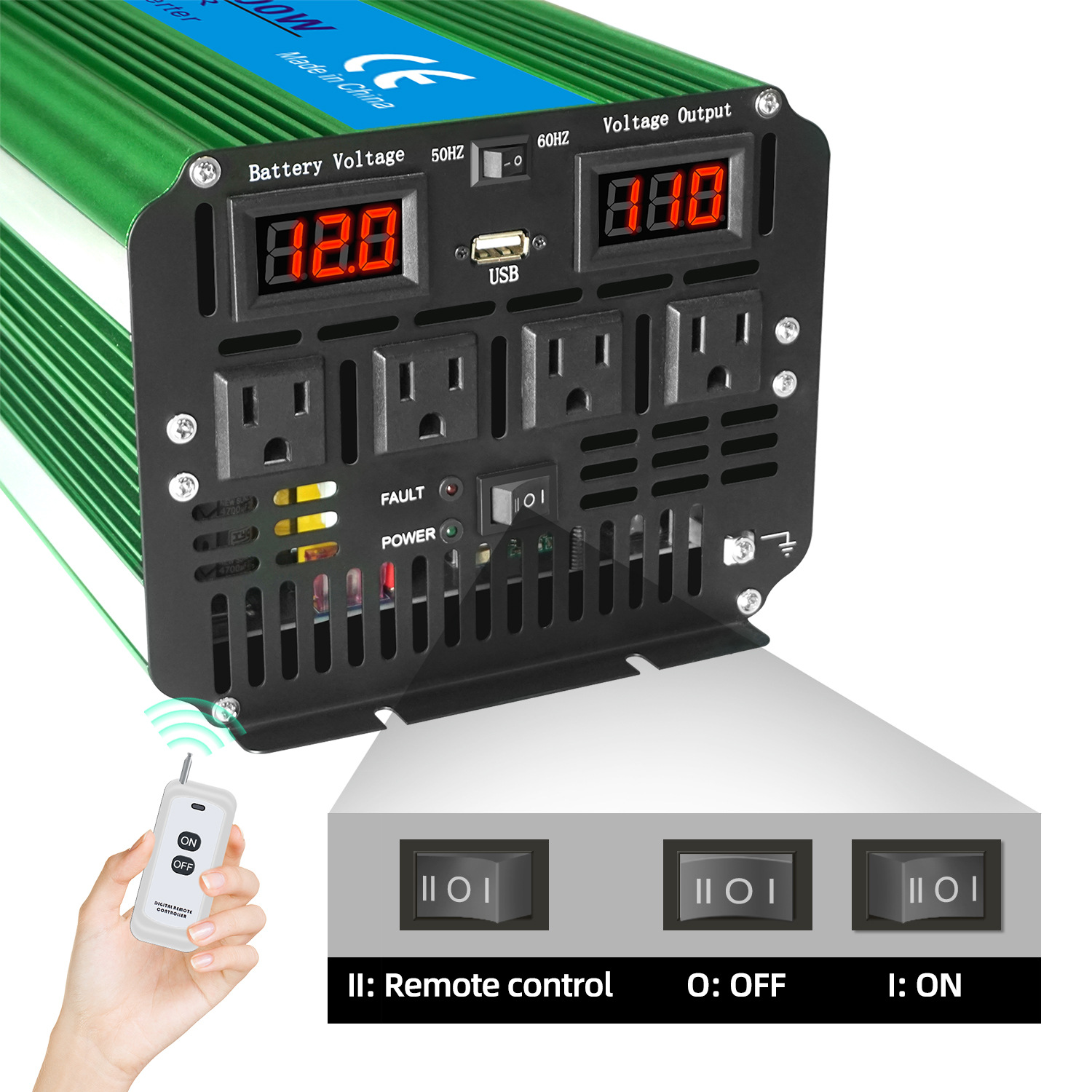 GreenZech Elite 4000W Inverter | 8000W Peak Power | Heavy-Duty Professional Pure Sine Wave Converter