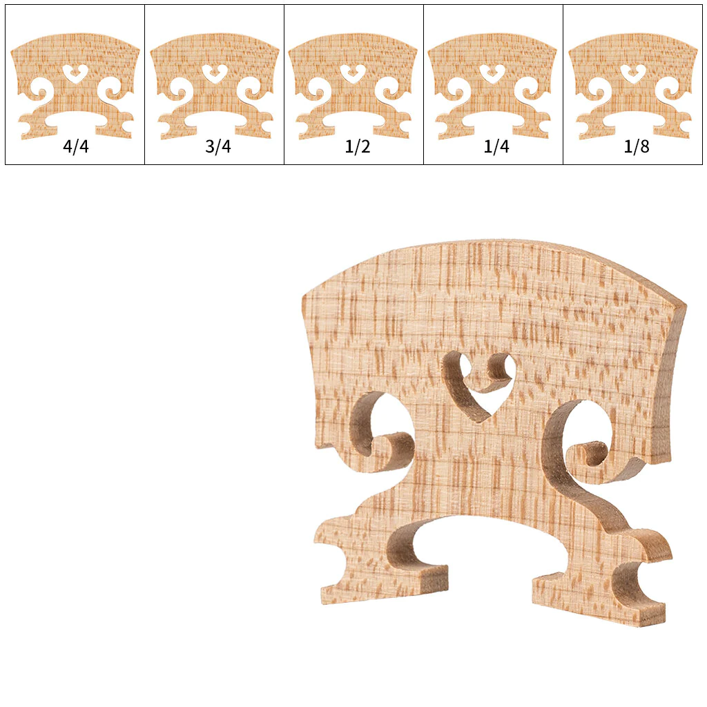1PC Natural Dry Maple Wood Acoustic Violin Bridge Violin Parts W/ Different Size 4/4 3/4 1/2 1/4 1/8