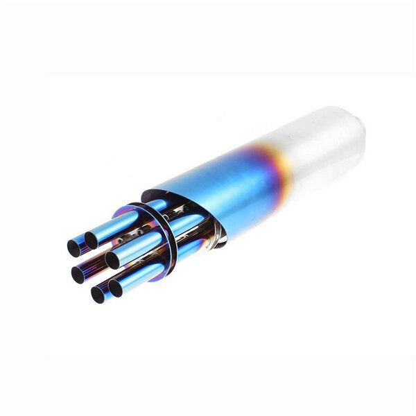 32mm Motorcycle Exhaust Muffler Machine Rotating Vent Pipe Blue Stainless Steel