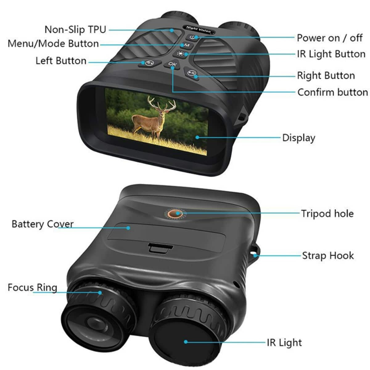 20MP 2K USB Action Camera with Optical Stabilization & Night Shot - Lightweight Plastic Design