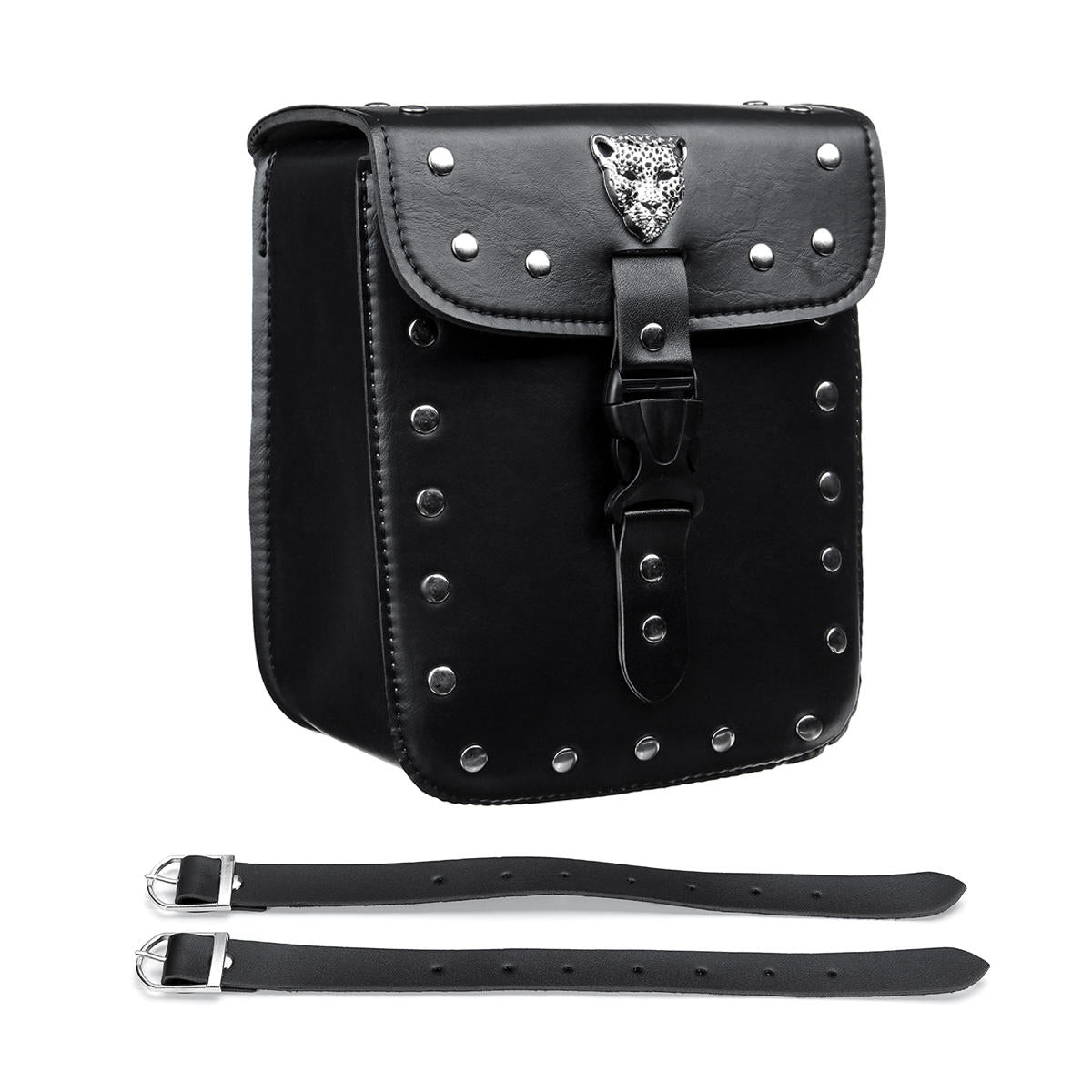 Universal Motorcycle Front Rear Fork Tool Pouch Side Bag Saddlebag PU Leather