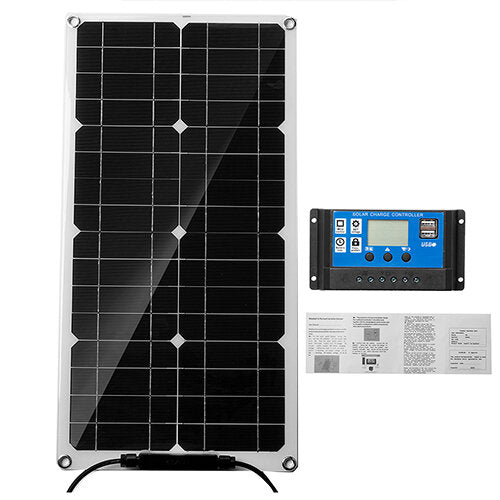 12V 50W Portable Solar Panel Car Van Boat Caravan Camper Trickle Battery Charger