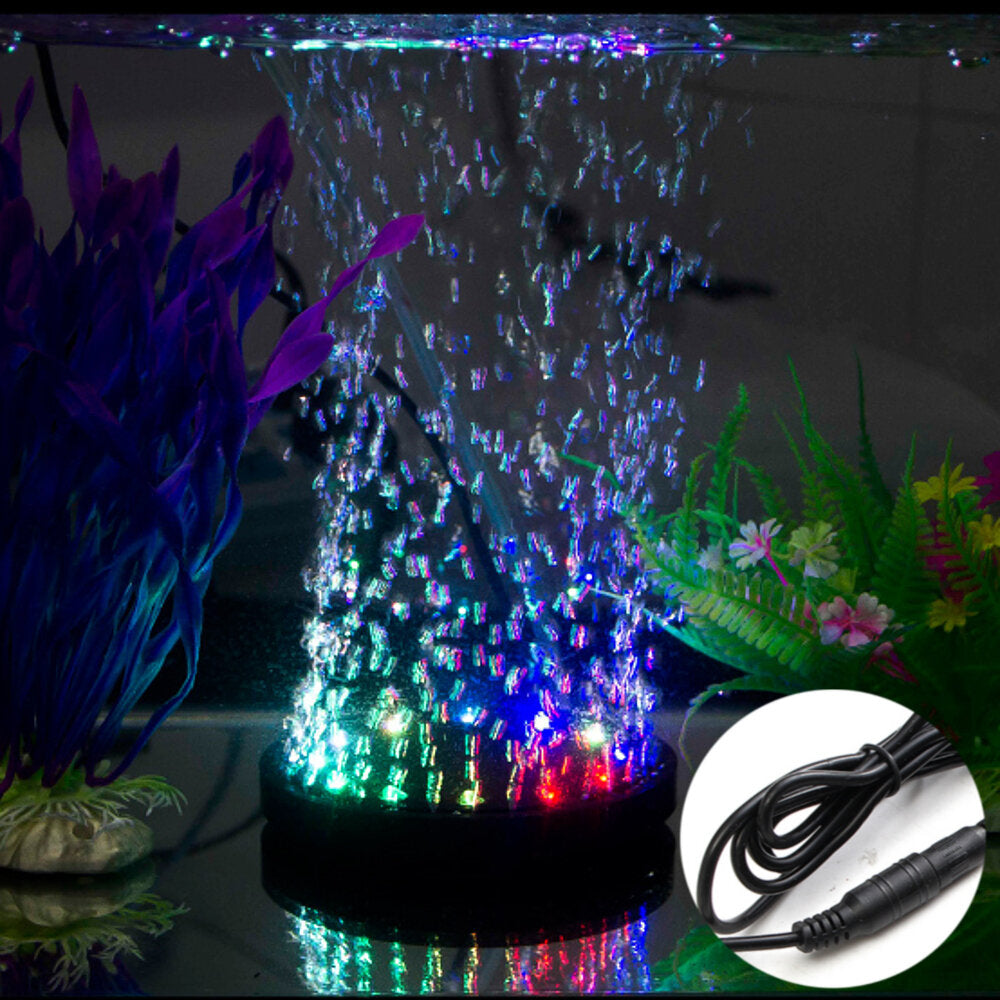 9 LED Aquarium Bubble Light Air Stone,Tank LED Air Bubbler Light Submersible Air Pump Bubble Stone Lamp for Turtle Tank Decoration