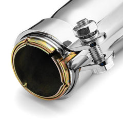 2X Motorcycle Cafe Racer Rear Exhaust Pipe with Sliding Bracke Silver Universal