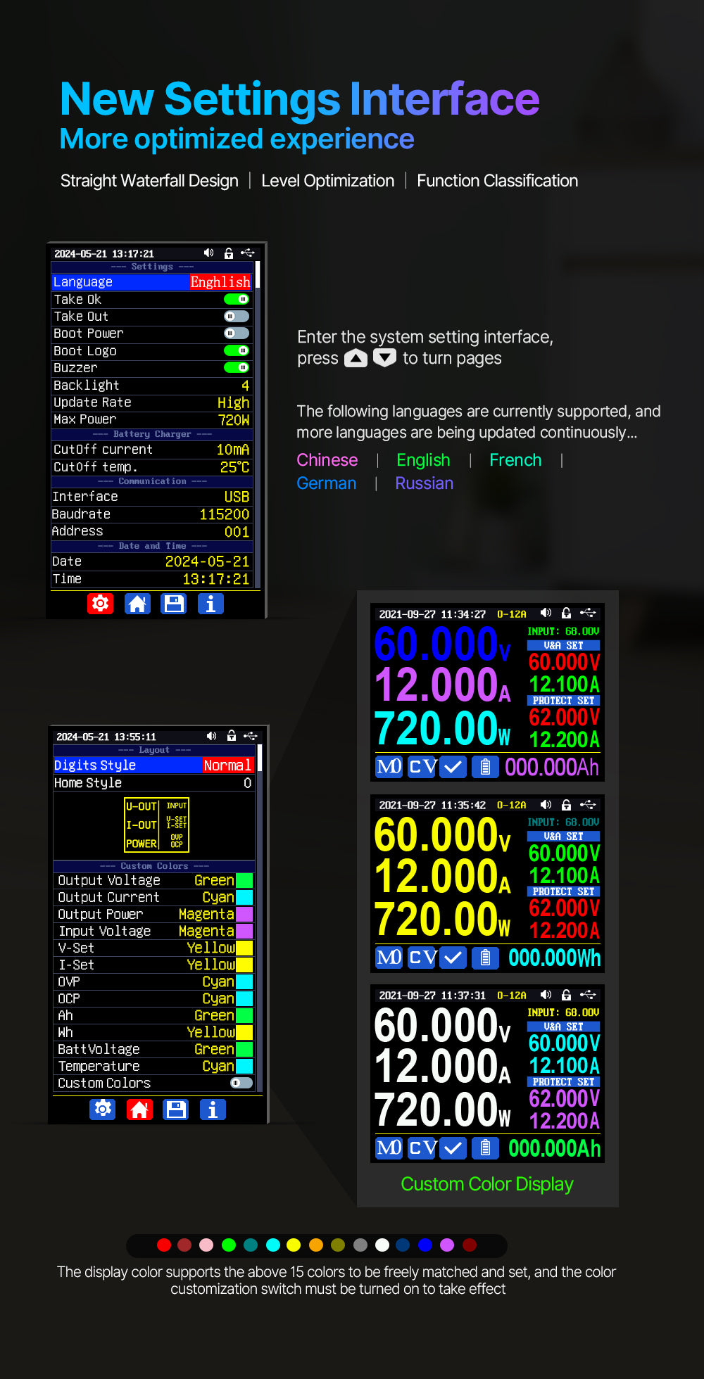 720W 60V 12A Completed Set 5 Digit AC to DC Laptop Mobile Phone Repair Regulated Power Supply