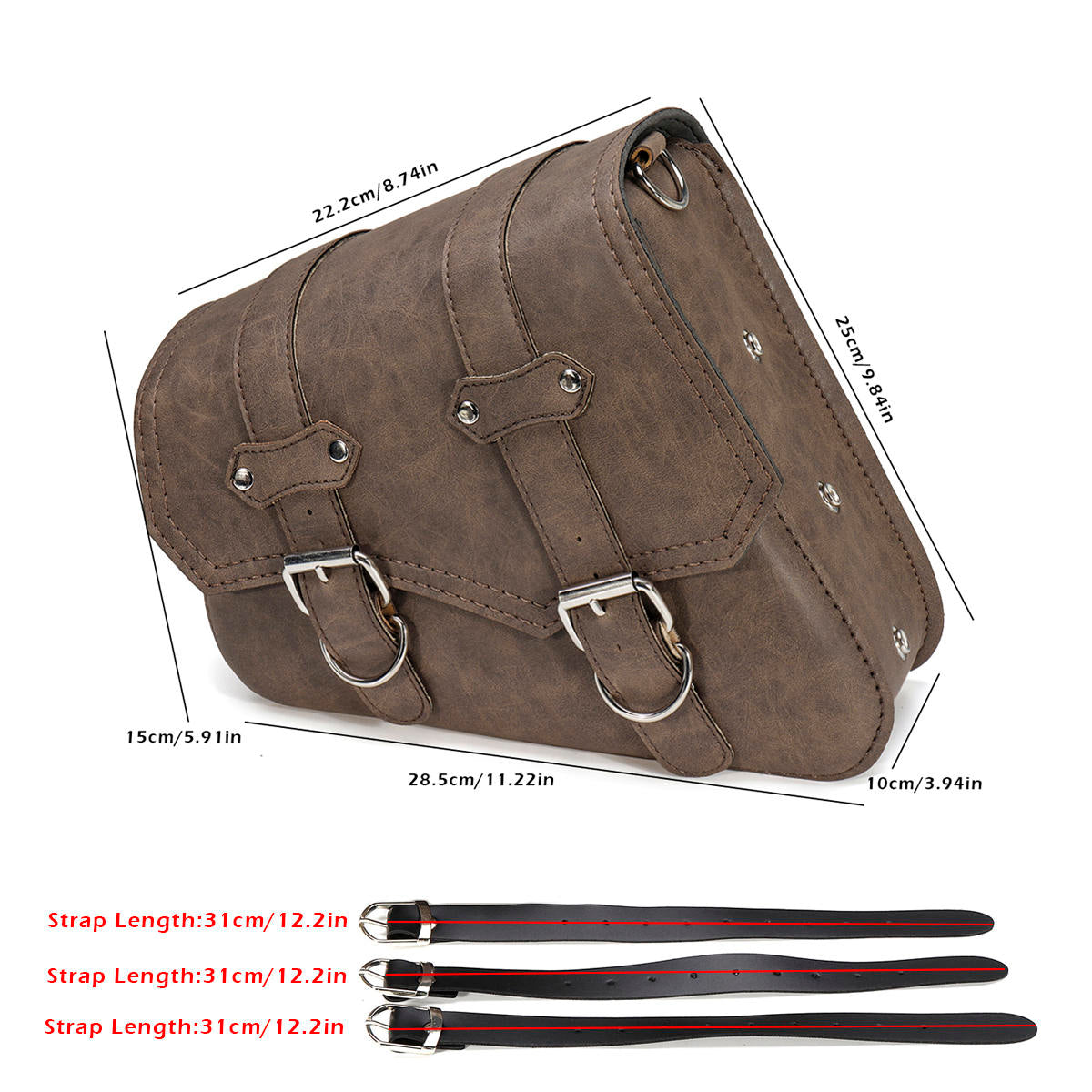 Vintage Brown PU Leather Left /Right Side Pannier Saddlebags W/ Bottle Holder