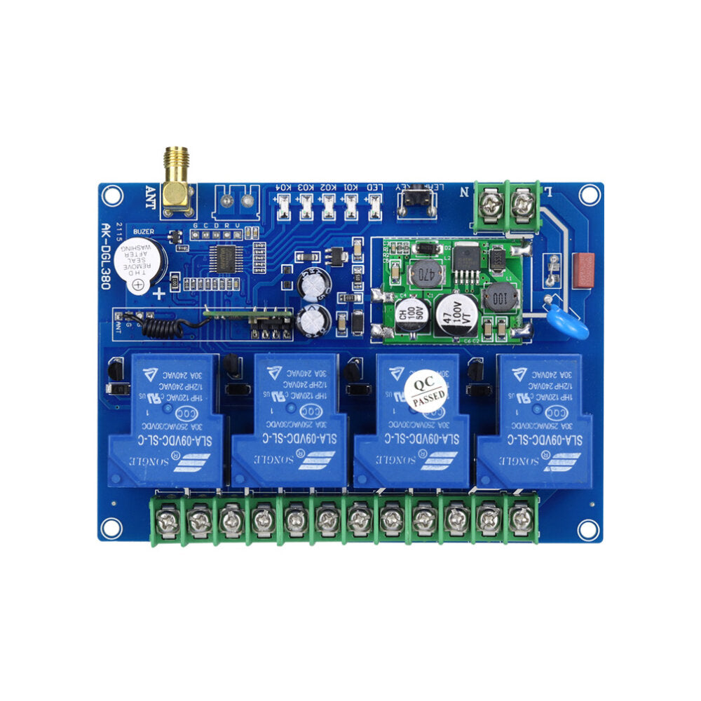 433MHz Wireless DC48V AC220V/380V Water Pump Remote Control Switch Four-way Intelligent Remote Control Switch Lamp Controller