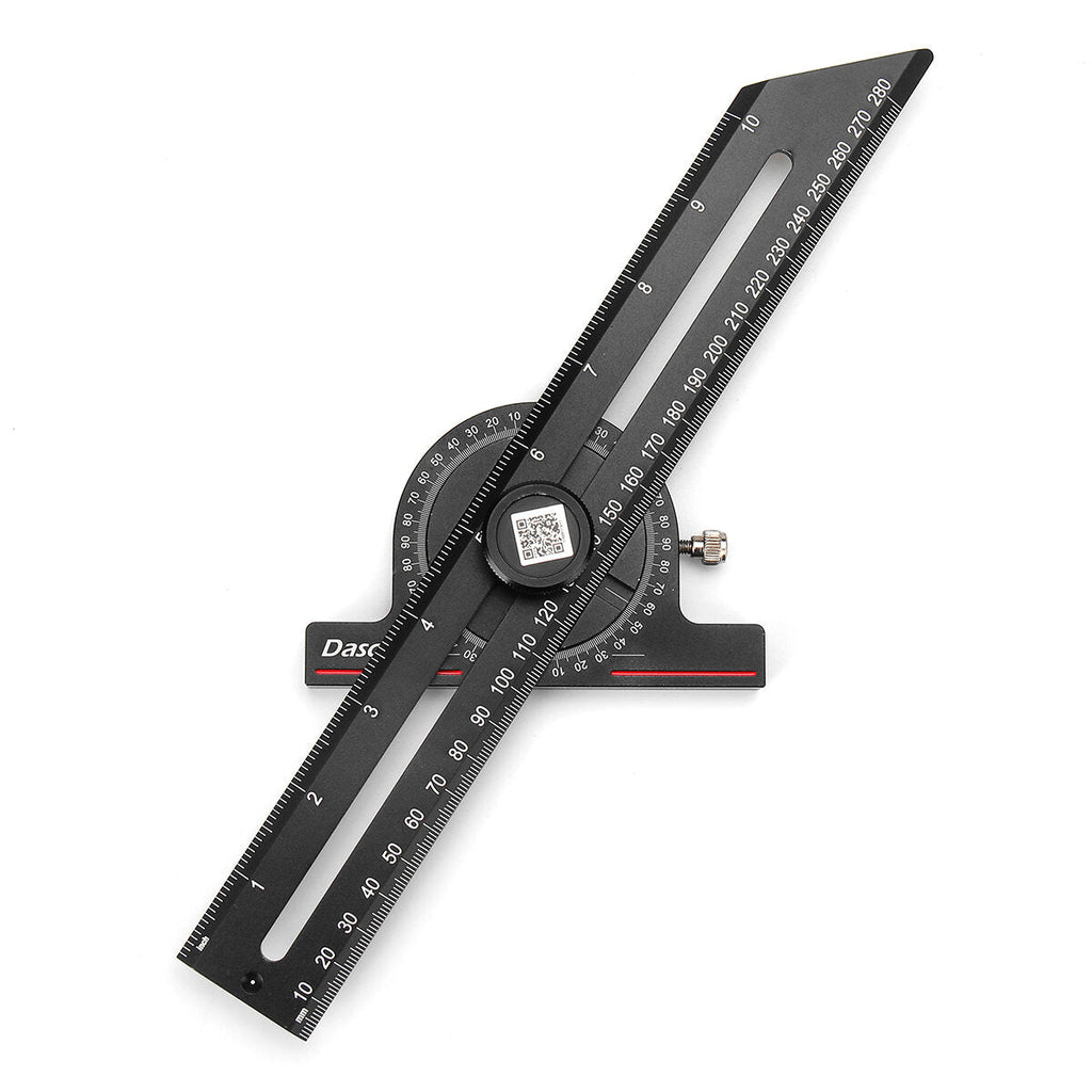 CNC Precision Gauge Ruler with 360° Rotation, Dual Metric & Inch Measurements, Durable Anodized Aluminum, Black