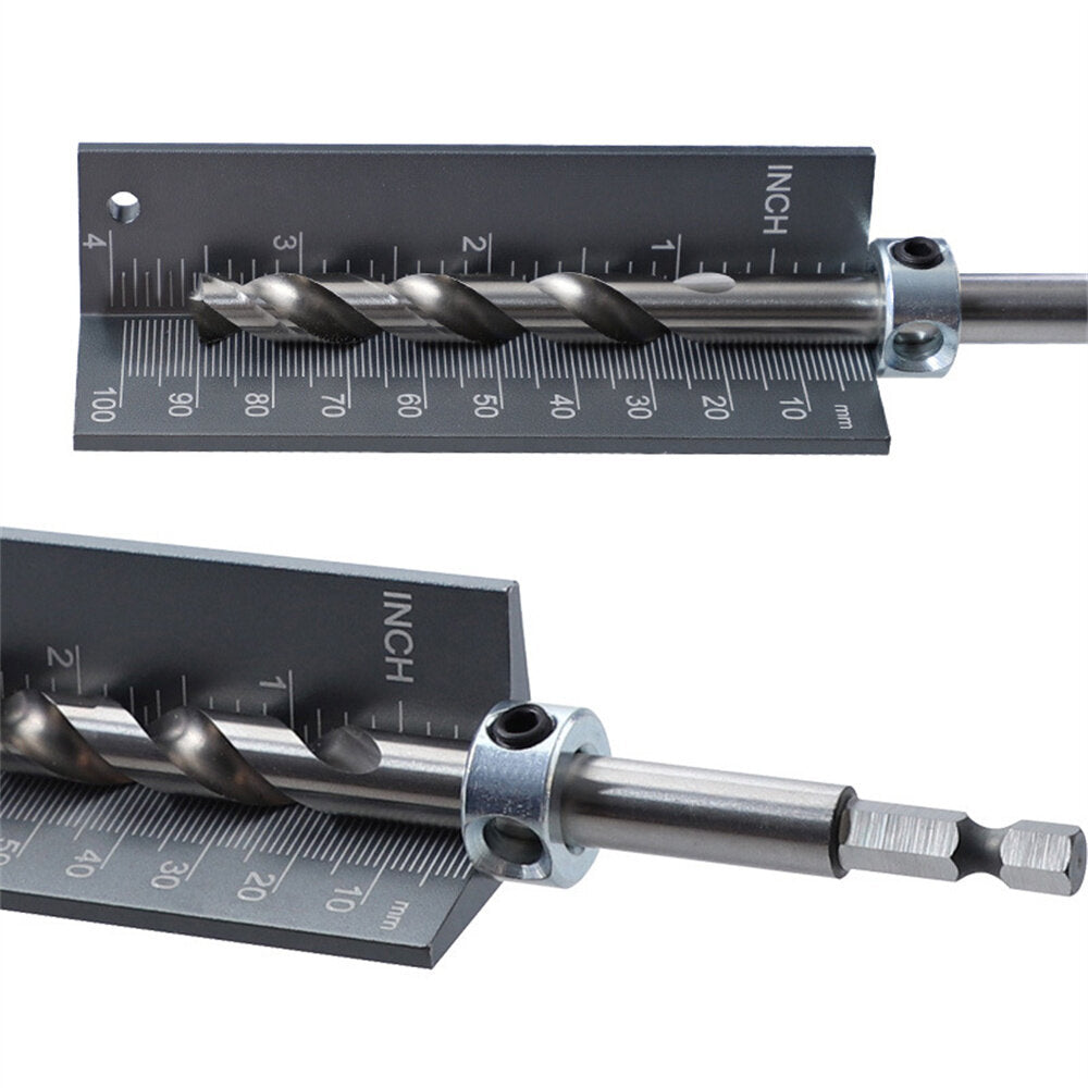 Aluminum Alloy Drill Bit Depth Stop Collar Locator with Magnetic Tool, Dual-Sided Scale, 0-100mm Measuring Range