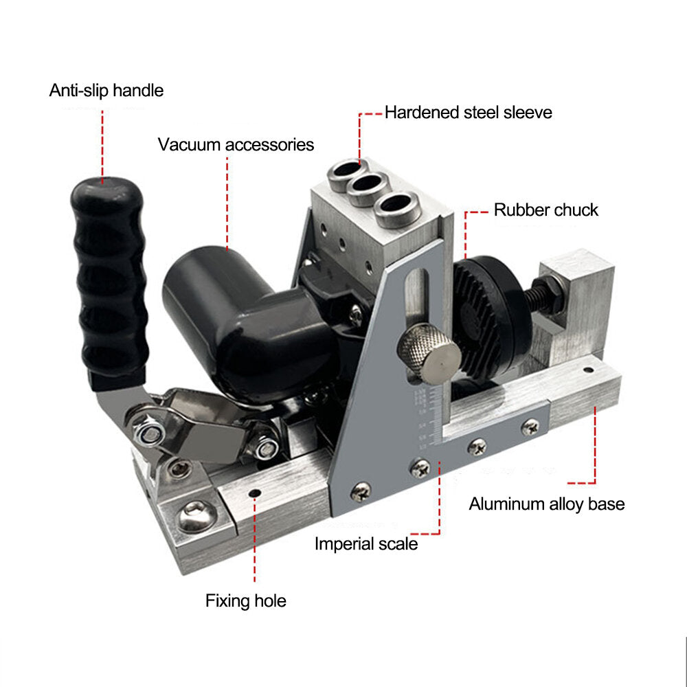 High-Quality Adjustable Oblique Hole Jig with Laser Calibration, Non-Slip Handle, and Versatile Hole Spacing for Woodworking