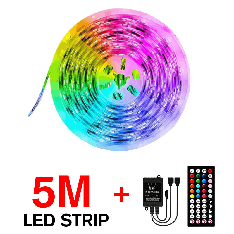 5M/10M 3528 SMD RGB LED Strip Light Sync Music Control Non-waterproof String Lamp+ 44Keys IR Remote Controller