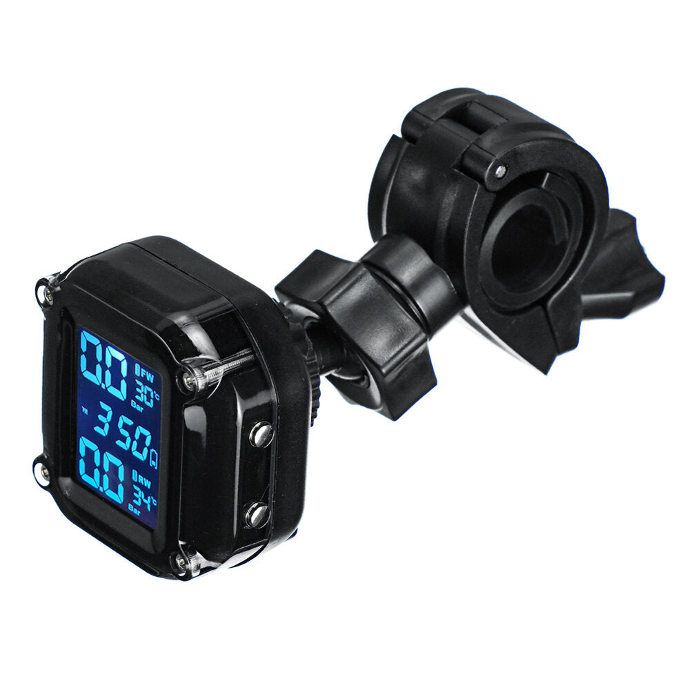 Motorcycle Tire Pressure Monitoring System Real Time Sun Protection LCD Display 2 External WI Sensor Motor TPMS