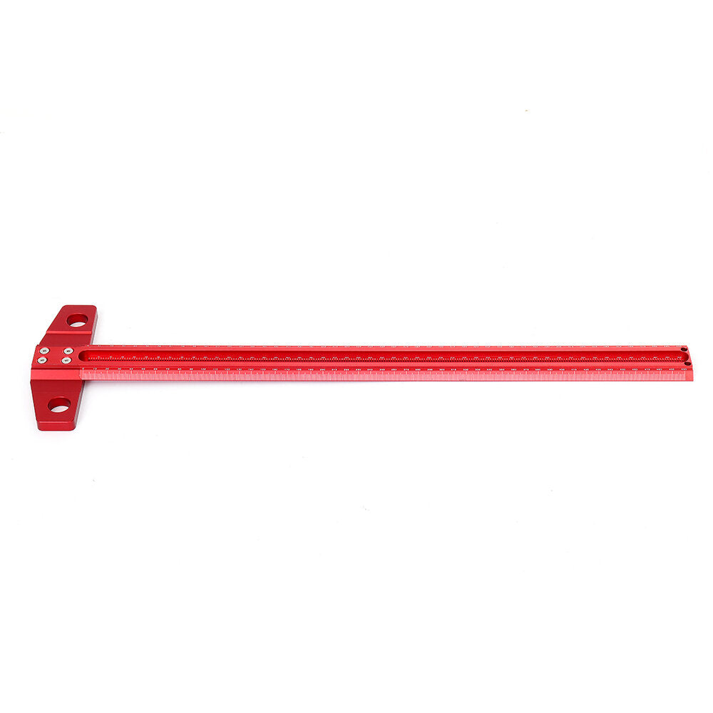 Woodworking Line Scribe T-Type Ruler, Aluminum Alloy, 300/400/500/600mm, 1mm Hole Crossed Marking Gauge