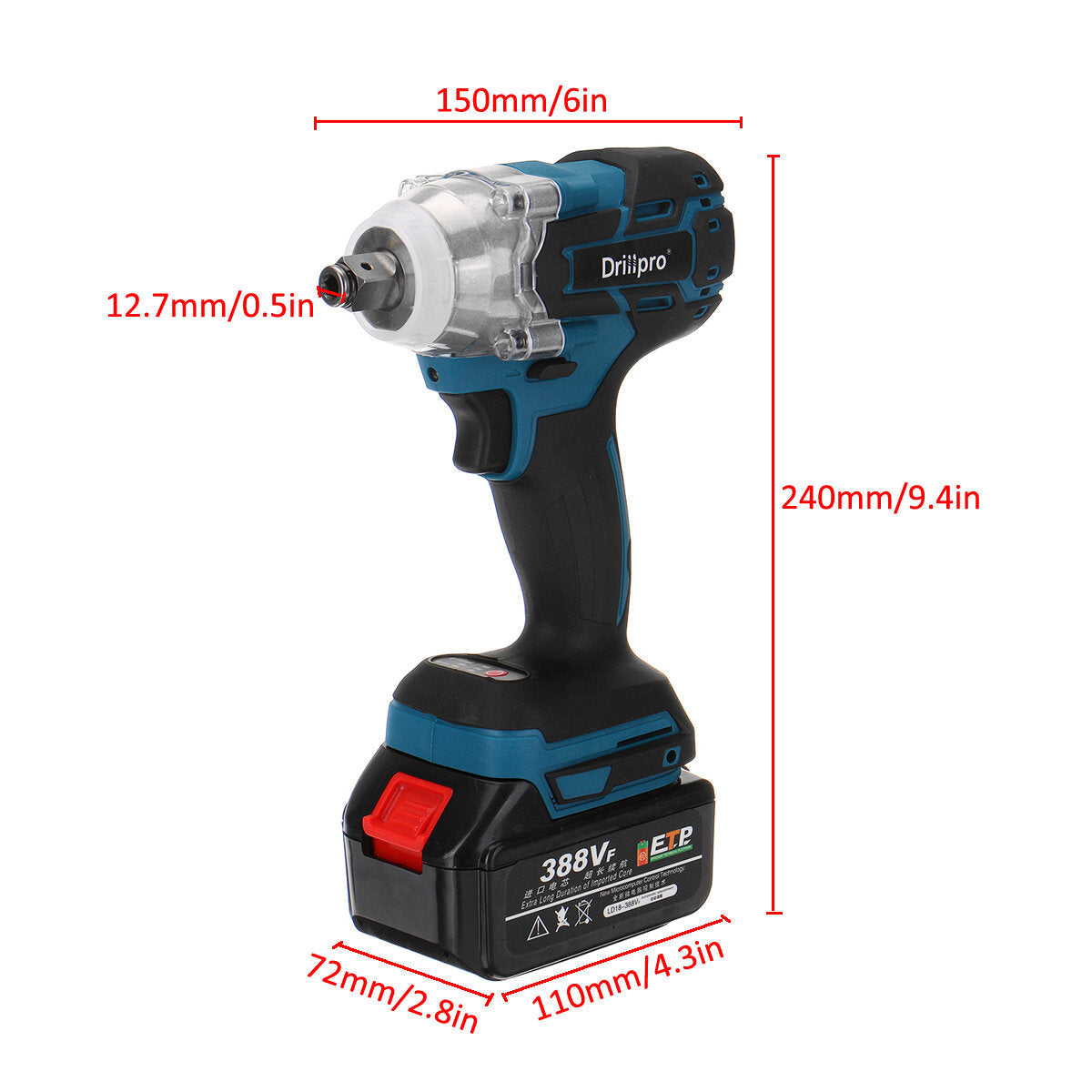 520N.m Electric Cordless Brushless Impact Wrench Riveter Drill Driver Kit