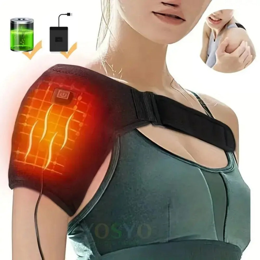 Heated Shoulder Protection - USB Powered, Adjustable Temperature, Black, for Left & Right Shoulders