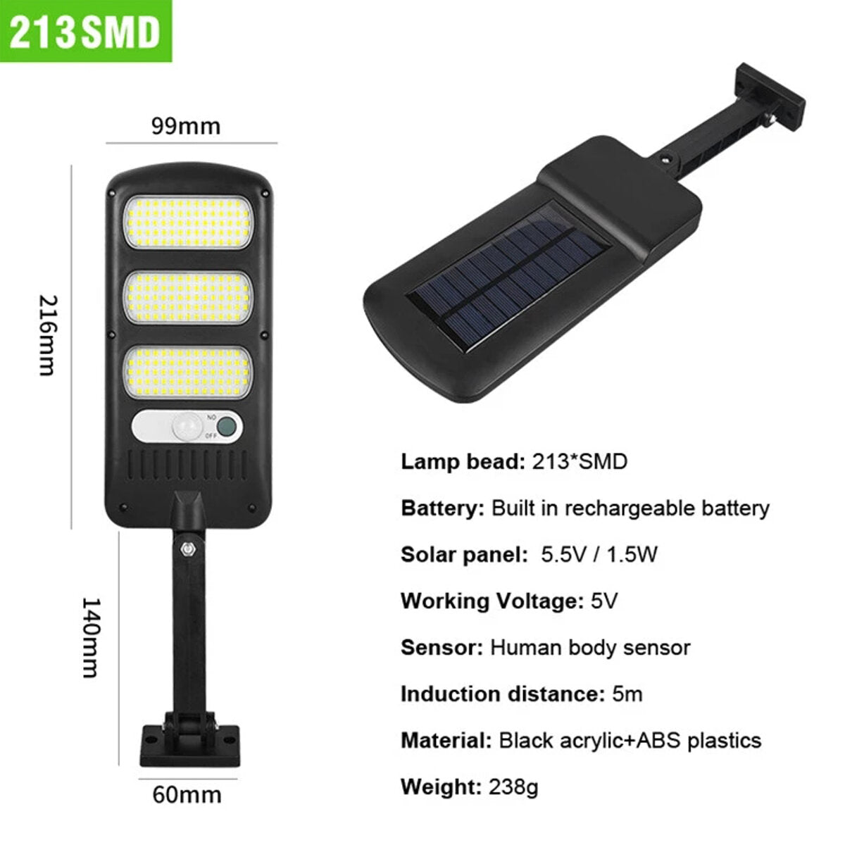 60COB/150COB/120SMD/213SMD Solar Street Wall Light PIR Motion Sensor Dimmable Lamp Outdoor Security