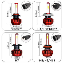 9V-36V 12V 24V LED COB Headlights Conversion Kit 6000K Car Motorcycle Light Bulb H4/H7/9005/9006