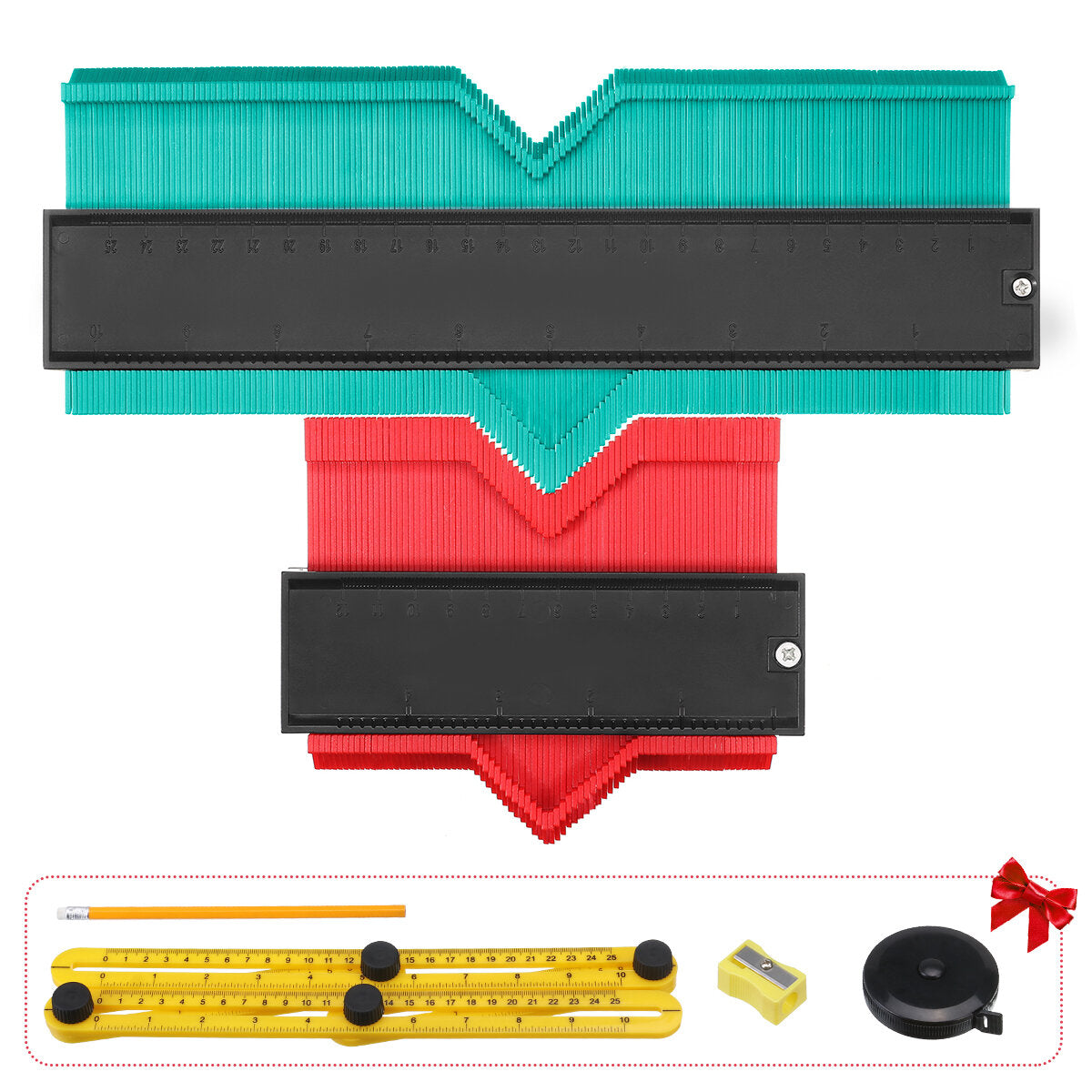 5-inch and 10-inch ProfIile Gauge Contour Duplications Copy Tool Measuring Ruler Set with Multi Accessories