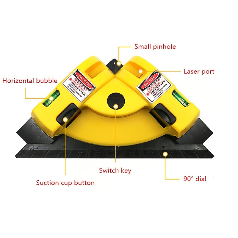 Square Laser Level 90 Degree Vertical Horizontal Line Yellow