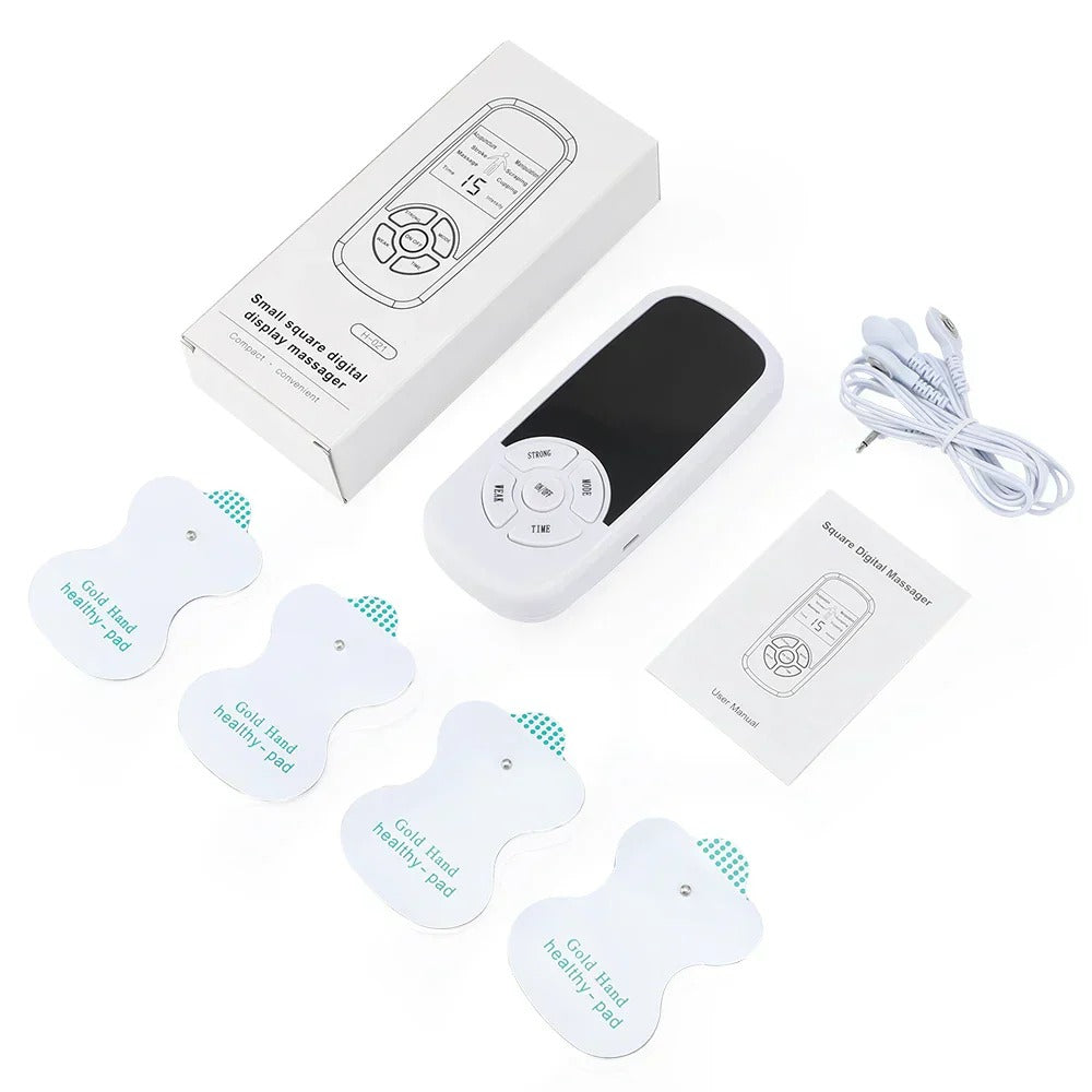 Portable Micro-Current Body Massager with 6 Modes, Adjustable Intensity, LCD Screen, Ideal for Travel and Relaxation