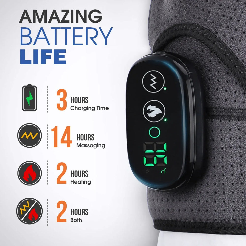 Heated Shoulder Steamer Brace - 3-in-1 Massage & Heat Therapy, Adjustable Straps, 5000mAh Battery, Grey/Black