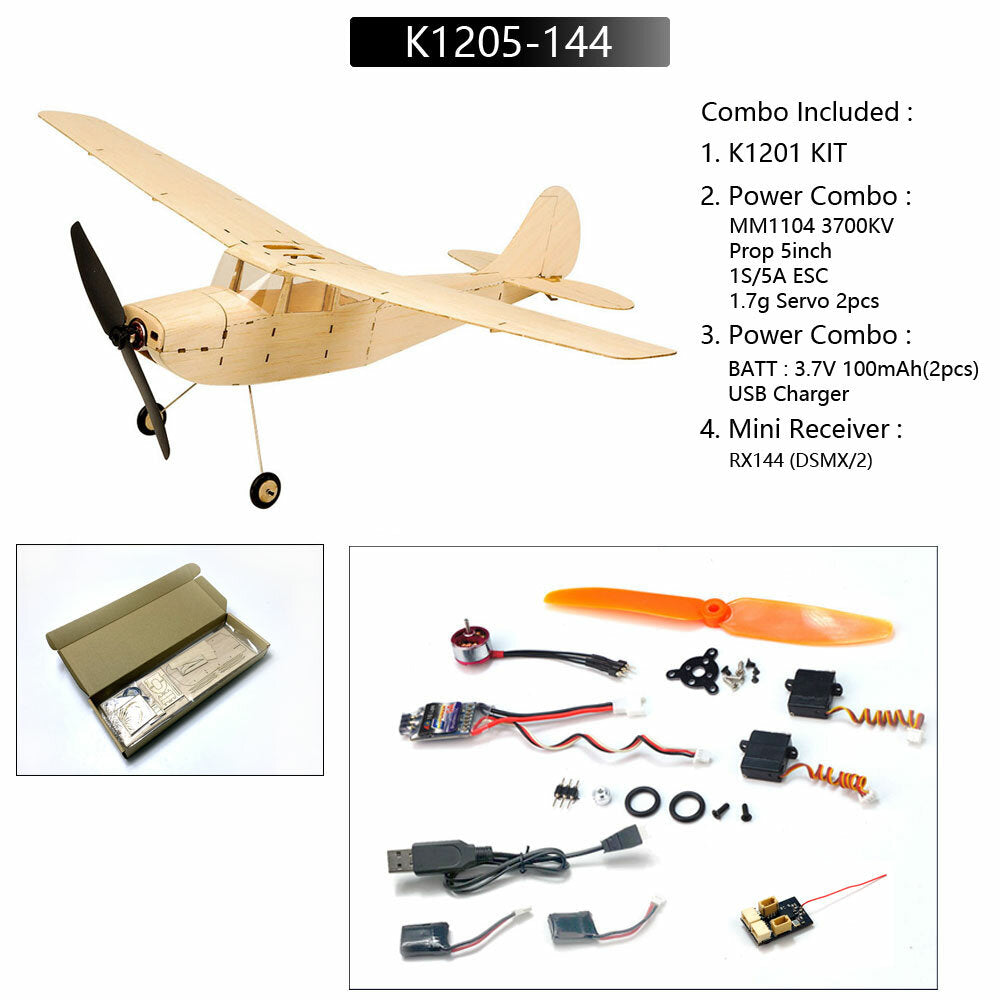 445mm Wingspan Balsa Wood Tainer Beginner RC Airplane Kit With Power Combo