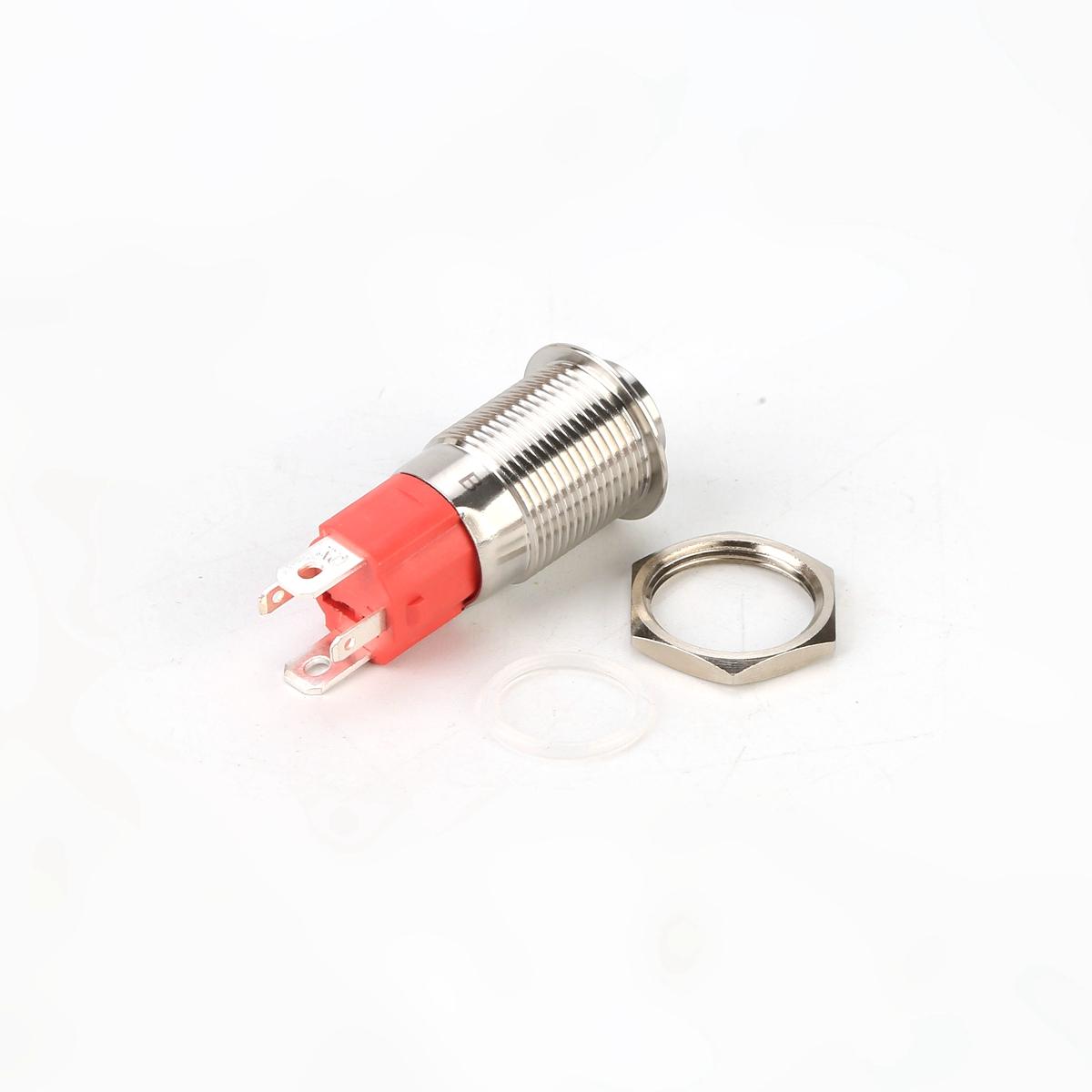16MM 10A 250V 12V 4Pin LED Light Button Switch Momentary Reset Metal Push Button Switch