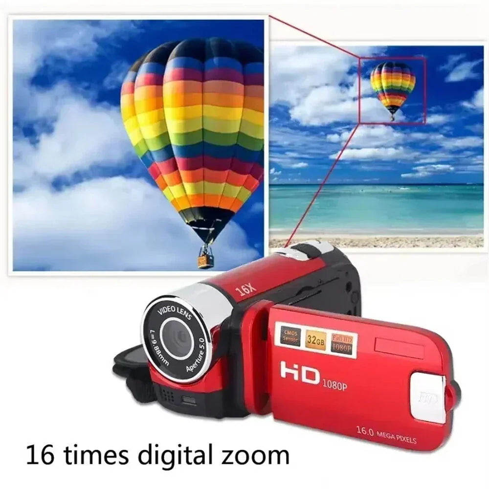1080P Full HD Digital Camera with 2.7" Touch Screen, 270° Rotation, 16X Zoom & CMOS Sensor for Video Recording & Vlogging